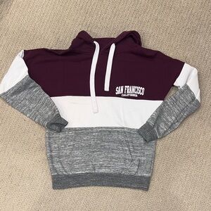San Francisco Colorblock Hoodie - Maroon, White, and Gray